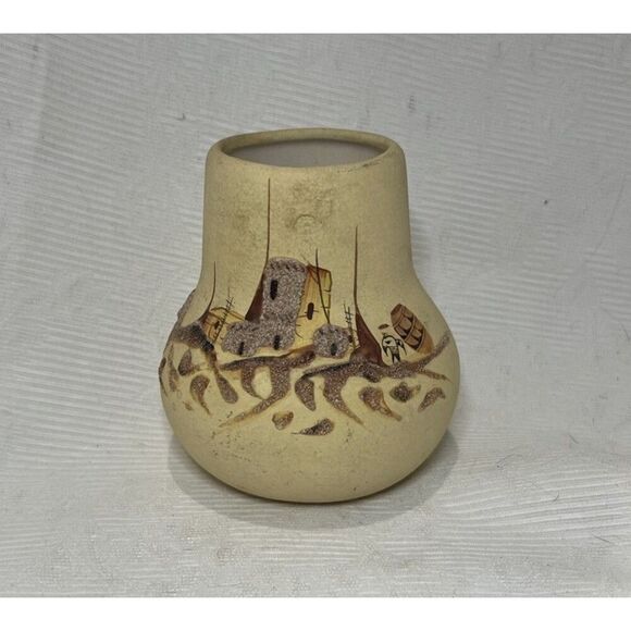 Vintage Art Pottery Crafted Vase Signed 4.5”T 2.5”D Hand Painted Crafted - Picture 1 of 8